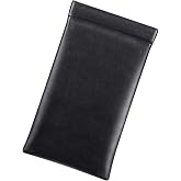 FINTIE Soft Eyeglasses Case with Cleaning Cloth, Squeeze Top Glasses Pouch | Sunglasses Eyewear Bag, Vegan Leather, For Reading /Prescription Glasses Storage, For Women Daily Carry