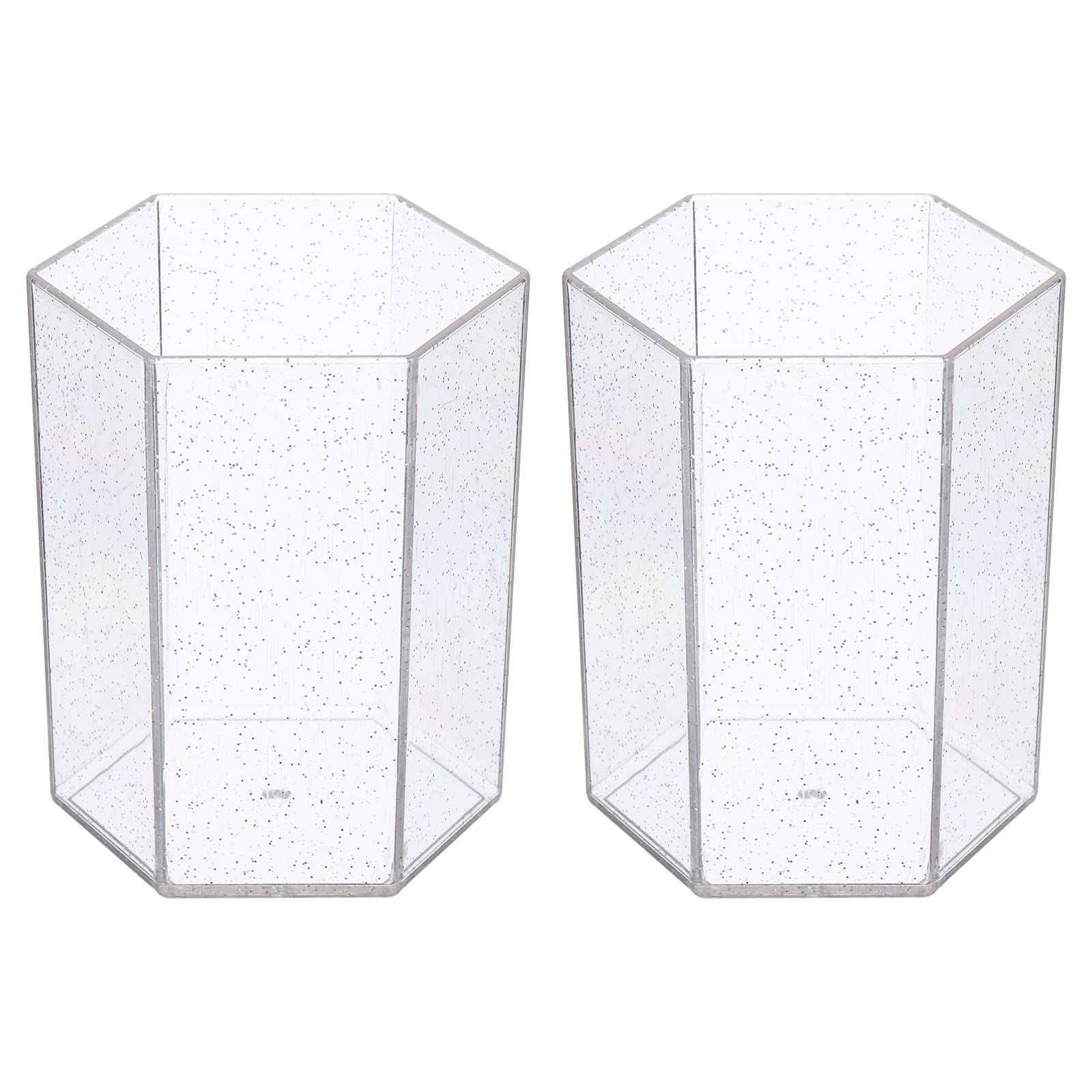 PATIKIL Acrylic Pencil Holder, 2 Pack Clear Pen Makeup Brush Holder Cup Storage Hexagon Desktop Stationery Office Organizer