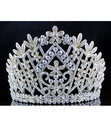 Austrian Rhinestone Crystal Tiara With Hair Combs – Bridal, Pageant, Clear – T1536
