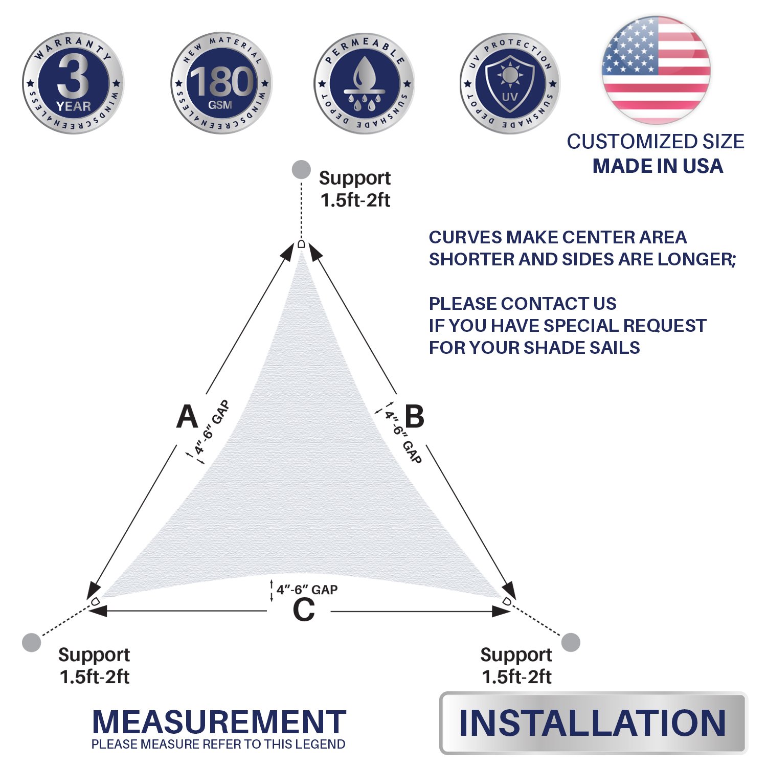 Amazoncom Windscreen4less 12 X 12 X 12 Sun Shade Sail UV Block