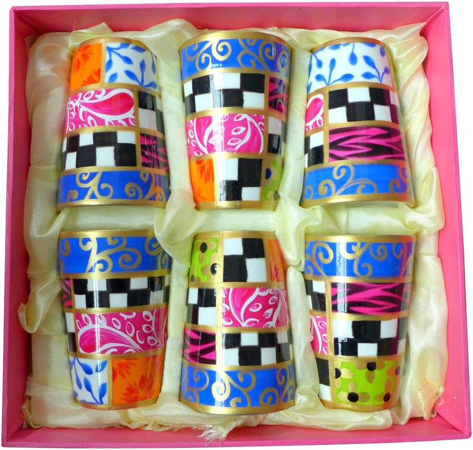 Caroline Hely Hutchinson for CHH Design Set of six painted bone china expresso shot cups, gift boxed, Black