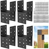 Lipshome 4pcs 4x4 Post Brackets, Heavy Duty Steel Connectors for Wood Posts | Heavy-duty 3mm metal construction, 3.6" inner diameter, includes mounting screws for 4x4 posts, pergolas, decks and fences.