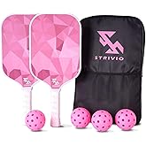 Strivio Pickleball Paddles Set of 2, Pickle Ball Equipment with 4 Balls and Bag .T700 Carbon Fiber Paddles with Graphite Grip Set for Beginners & pro.