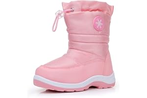 Ahannie Kids Toddler Snow Boots Boys Girls Water Resistant Warm Insulated Side Zipper Winter Boots