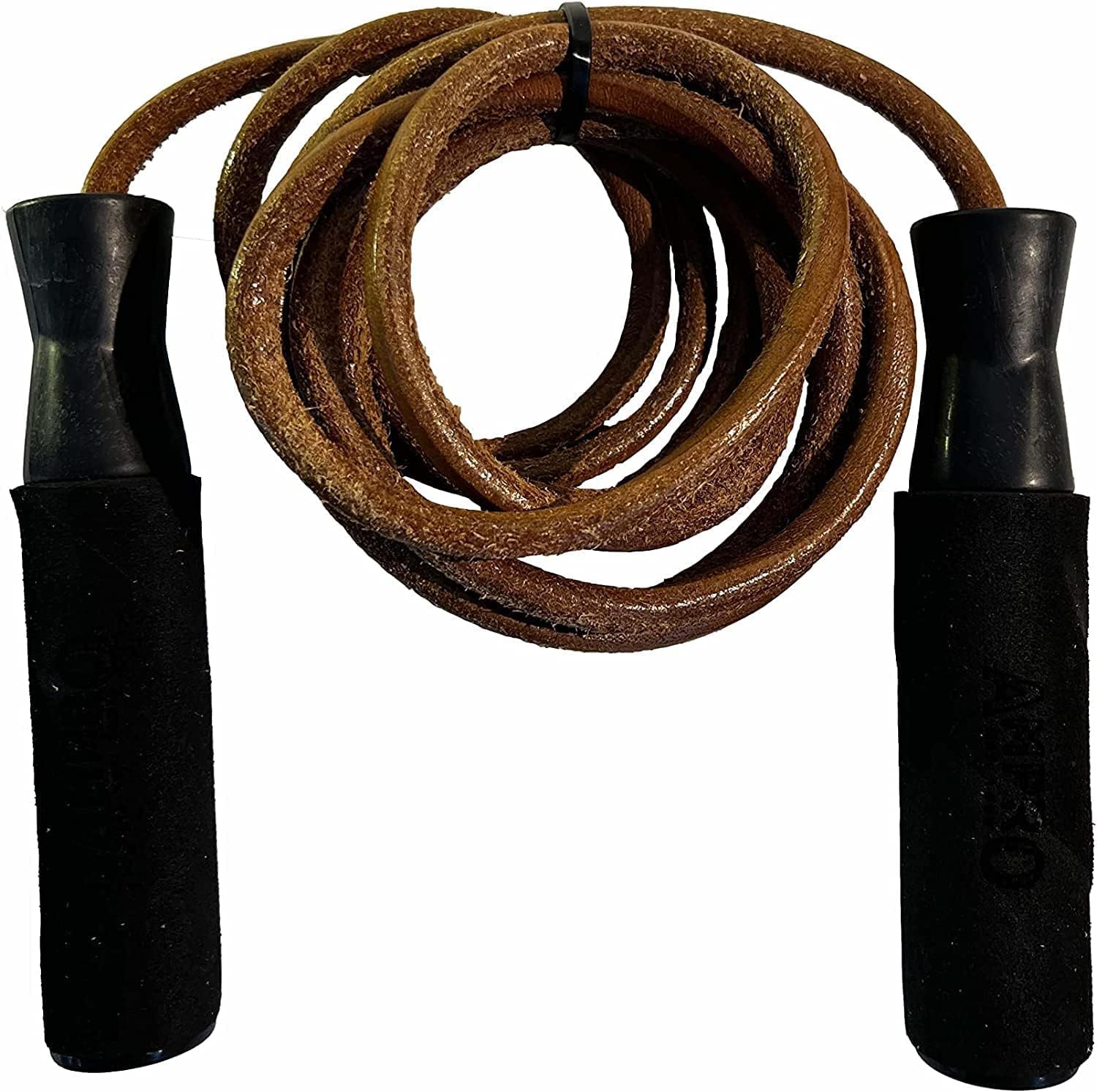 Ampro Foam Handle Leather Skipping Rope - Padded Handle/Jump Rope/Fitness/Skip/Fitness (9ft)