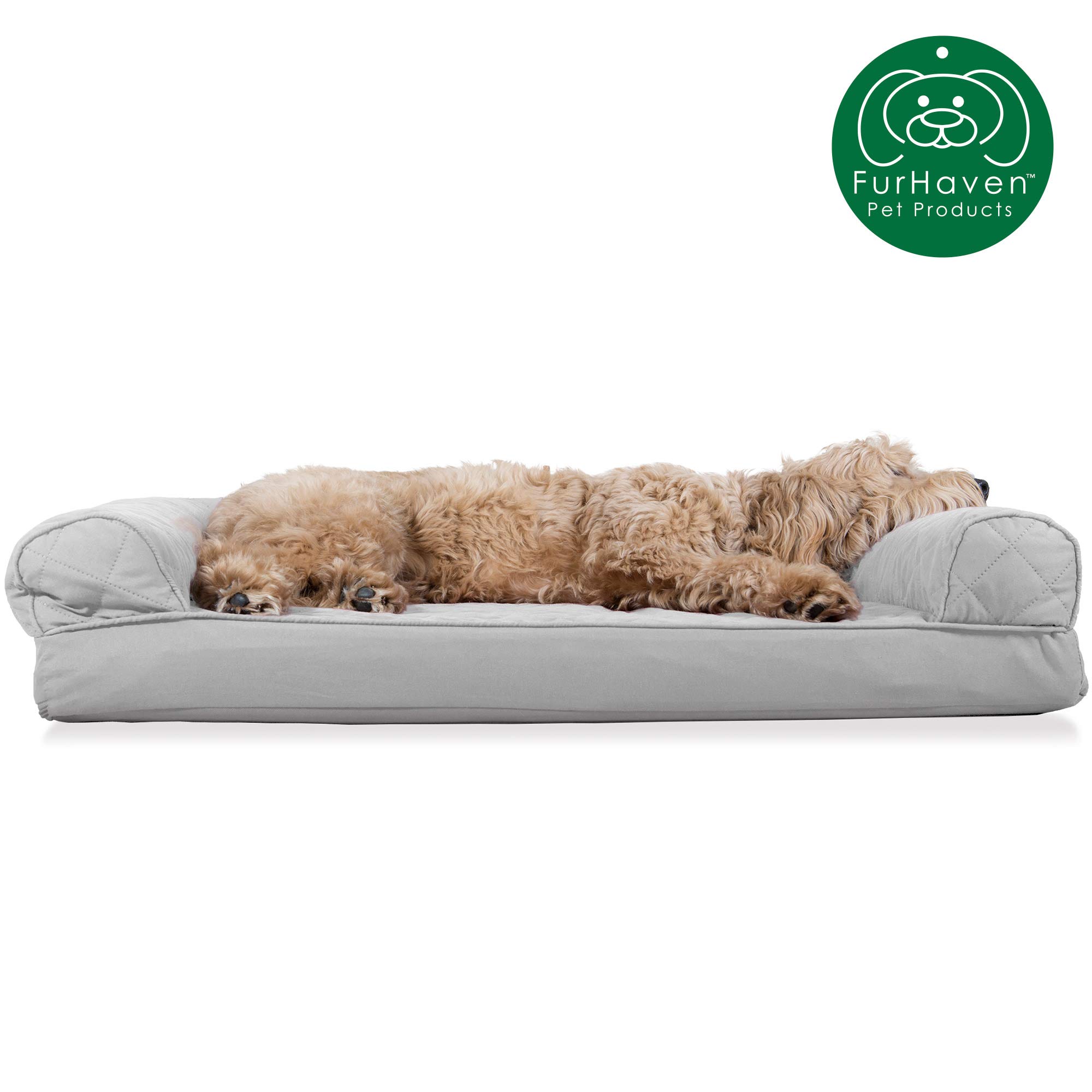 Furhaven Pet Dog Bed | Orthopedic Sofa-Style Traditional Living Room Couch Pet Bed w/ Removable Cover for Dogs & Cats - Available in Multiple Colors & Styles