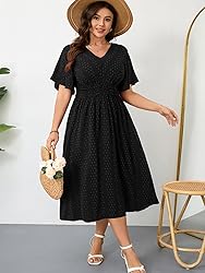 RWJ Women's Plus Size Maxi Dress Flutter Casual V