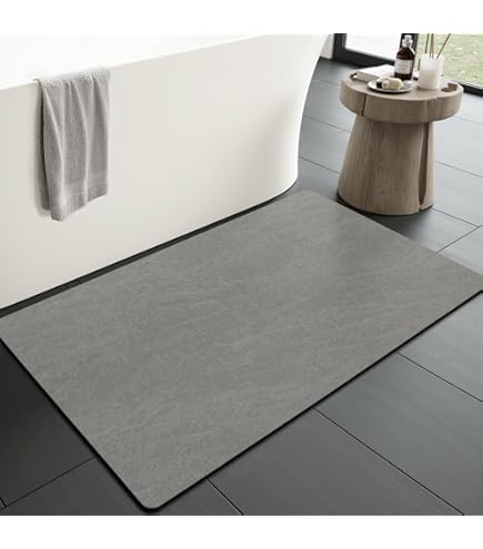 Tapis de Bain Antiderapant,Extra Doux Tapis Salle Bain,Lavable en Machine, Absorbant l'eau,50 x 80 cm,Gris