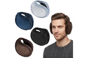 LLOUSSAK 4Pcs Ear Muffs for Winter, Soft Earmuffs for Women Men, Cold Weather Fleece Earr Warmers Cover, Adjustable Ear Muffs for Outdoor Activities(4 Colors)