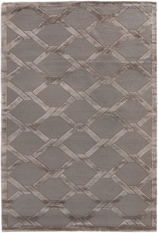 David Meyer Contemporary 9' x 12' New Zealand Wool and Art Silk Dark Gray & Brown Handmade Area Rug