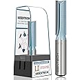 KEENTECH Carbide Tipped Extra Long Straight Router Bit, 1/2 Inch Shank Double Flute Router Bit with Heat Resistance Coating 1/2" Dia. Cutting Depth 1-1/2" for Grooving, Dadoing, Edge Profiling
