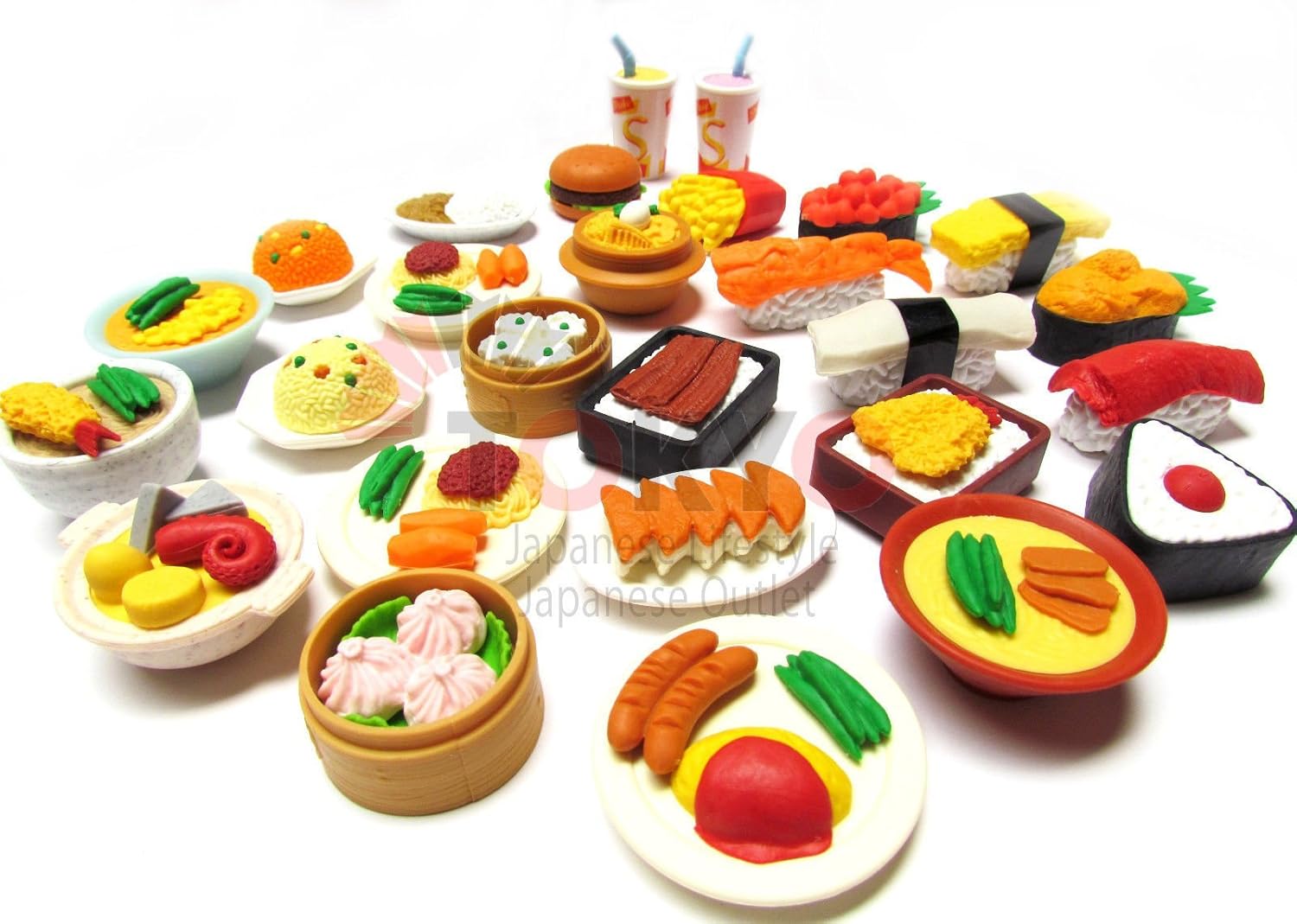 20 of Assorted IWAKO Japanese Puzzle Eraser Restaurant Food