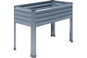 DIIYIV Galvanized Raised Garden Bed with Legs,2PCS 48×18×30in Elevated Planter Box for Backyard,Outdoor Garden, Patio, Balcony, 300lb Capacity,Grey