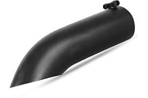 AUTOSAVER88 3 Inch Black Exhaust Tip, 3" Inlet 3" Outlet 12" Long Powder Coated Finish Stainless Steel Turndown Diesel Exhaust Tail Tip for 3-inch Outside Diameter Tailpipe, Turn Down Design, Bolt On