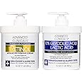Advanced Clinicals Retinol Body Cream Moisturizer + Exfoliating 10% Glycolic Acid & Lactic Acid Lotion 2PC Skincare Set For Women & Men To Reduce Appearance Of Crepey Skin & Uneven Rough Skin Texture