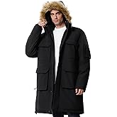 UIQUR Men's Winter Down Coat Waterproof Heavyweight Hooded Parker Jacket for Men with Multi-Pockets