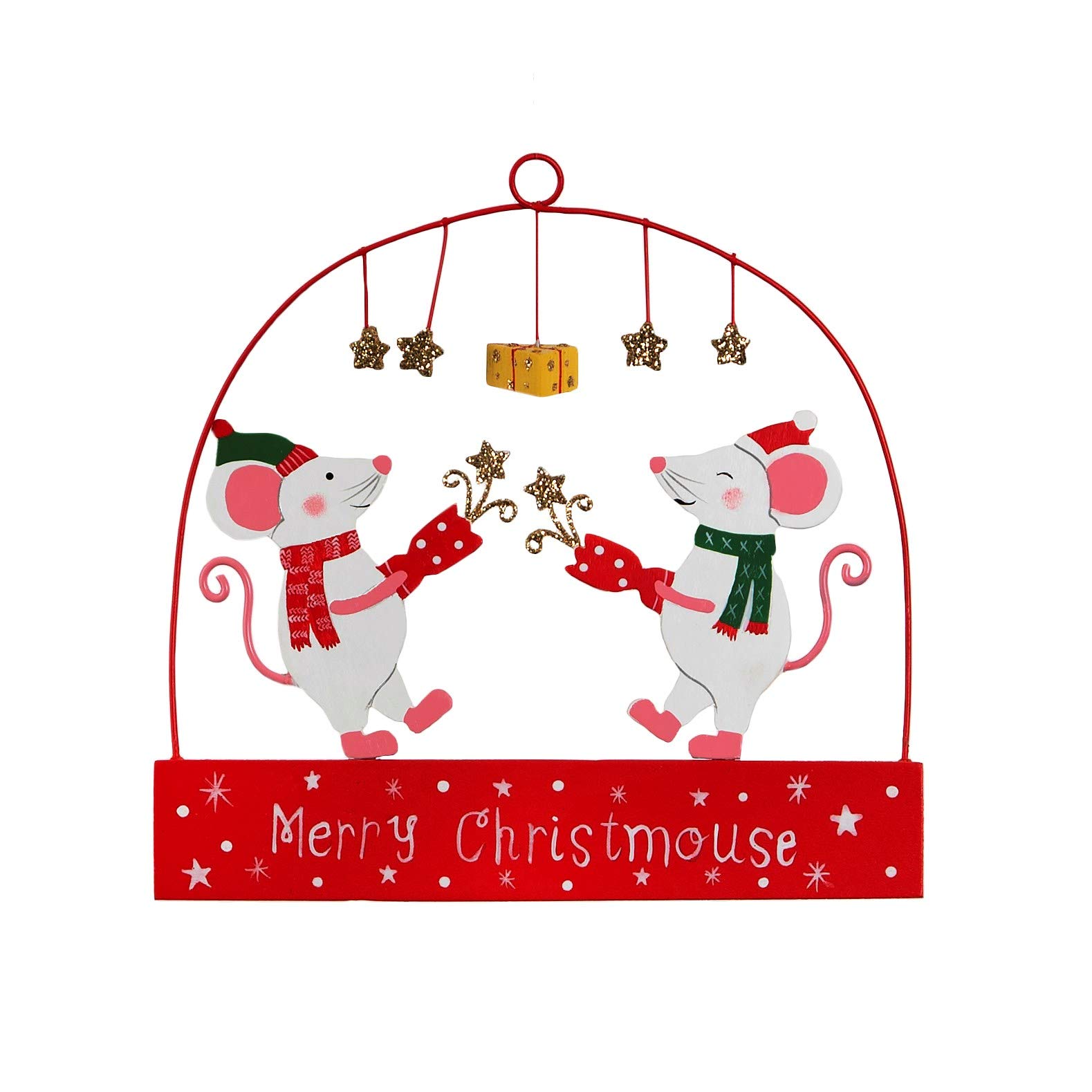 Sass & Belle Merry Christmouse Festive Gift Giving Cracker Mouse Mice Plaque Sign