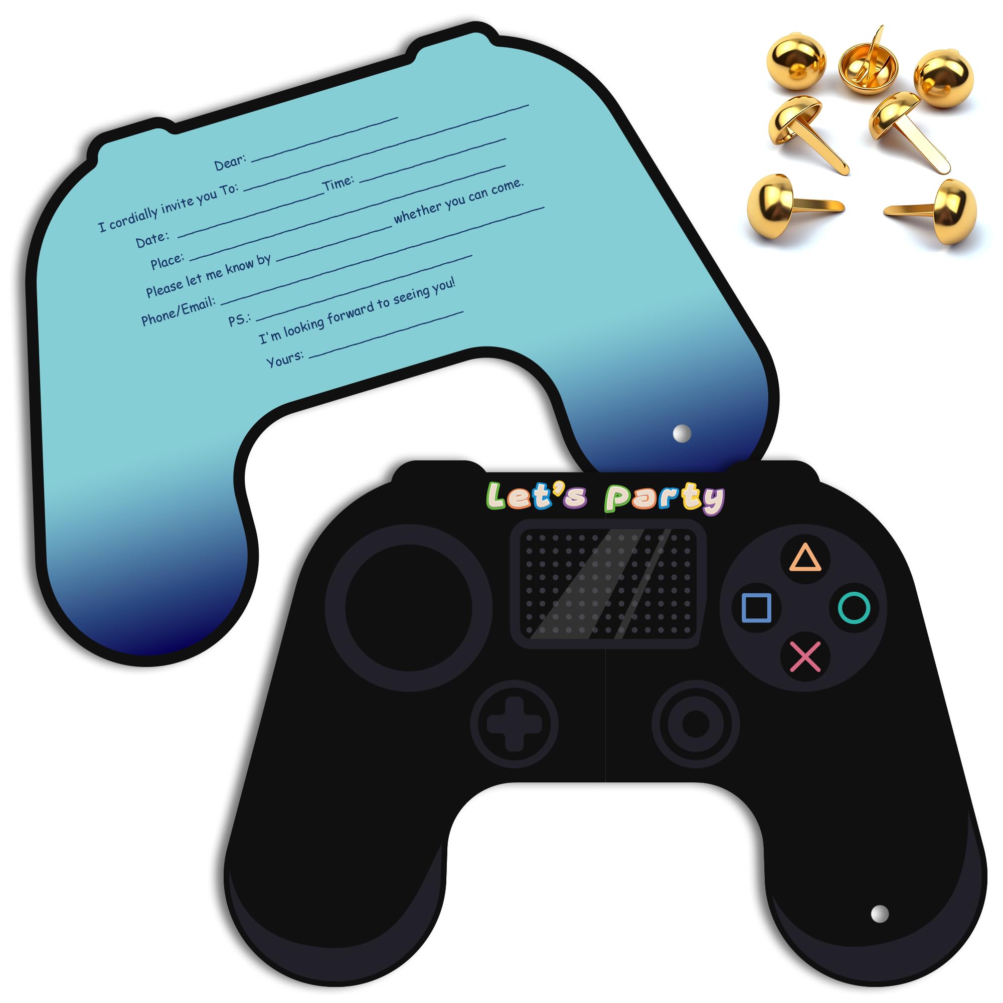 Funnlot 12PCS Gaming Party Invitations Kids,Double-Sided Birthday Invitations for Boys Girls Party Invites for School Activities Birthday Game Themed Party Ages 3+