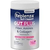 Replenza Advanced Gut Plus Drink Mix Mixed Berry, 30 Servings | Amino Acids, Collagen &amp; Fiber, Clinically Tested Ingredients, GLP-1 Support, Muscle &amp; Gut Health, 0 Sugar, Keto Friendly