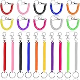 MAQUITA 100 Pcs Coil Lanyard Bulk Retractable Spring Spiral Wrist Key Chains, Stretchy Key Ring Safety Anti Lost Cord with Lobster Clasp for Keys, Wallet, Cellphone, Multi Color