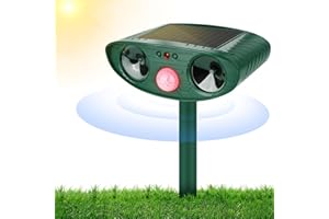 PPDAMN Ultrasonic Cat Deterrent,Solar Powered Deterrent with Motion Sensor and Flashing Lights Outdoor Solar Farm Garden Yard Device,Dogs,Cats,Birds