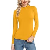 Women's Basic Long Sleeve Thermal Top Lightweight Mock Neck Shirts Slim Fit Layer Soft Top