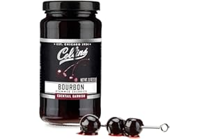 COLLINS CHICAGO Collins Bourbon Cocktail Cherries - Drinks Garnish for Manhattan or Old Fashioned Cocktails and Desserts, Made with Award Winning Whiskey, 11 Ounce Glass Jar