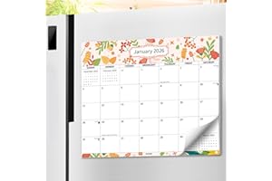 2026-2027 Magnetic Calendar for Refrigerator, 2 Years Fridge Calendar Magnet Runs Until December 2027, 24 Monthly with flower