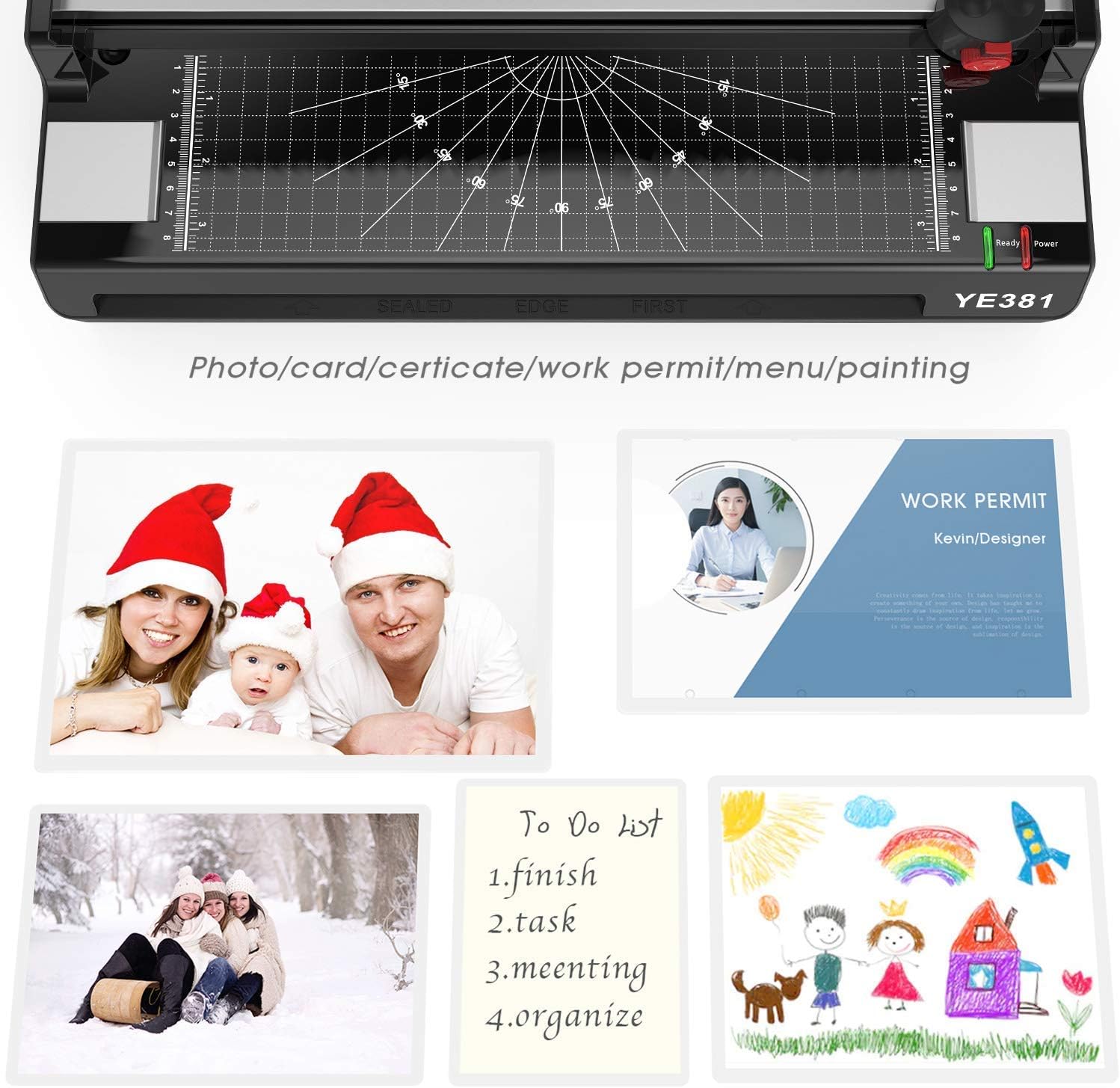 Laminator for A3/A4/A6, 13 inch Thermal Laminator Laminating Machine with 50 Pouches for Office Home Use, Paper Trimmer and Corner Rounder : Office Products