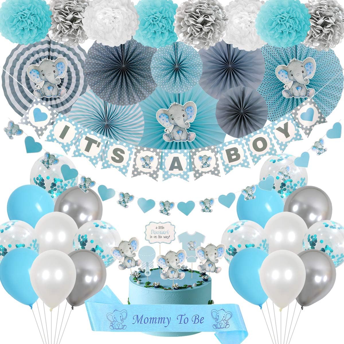 Elephant Boy Baby Shower Decorations Amazon Com 355 Piece Blue