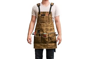 Luchuan Waxed Canvas Tool Apron with Many Tool Pockets