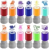 LOTMER 12 Pcs Teacher Stamps for Classroom, Self-Inking Rubber Colorful Stamps Classroom Rubber Stamp for Grading Homework Test Motivation Students Supplies