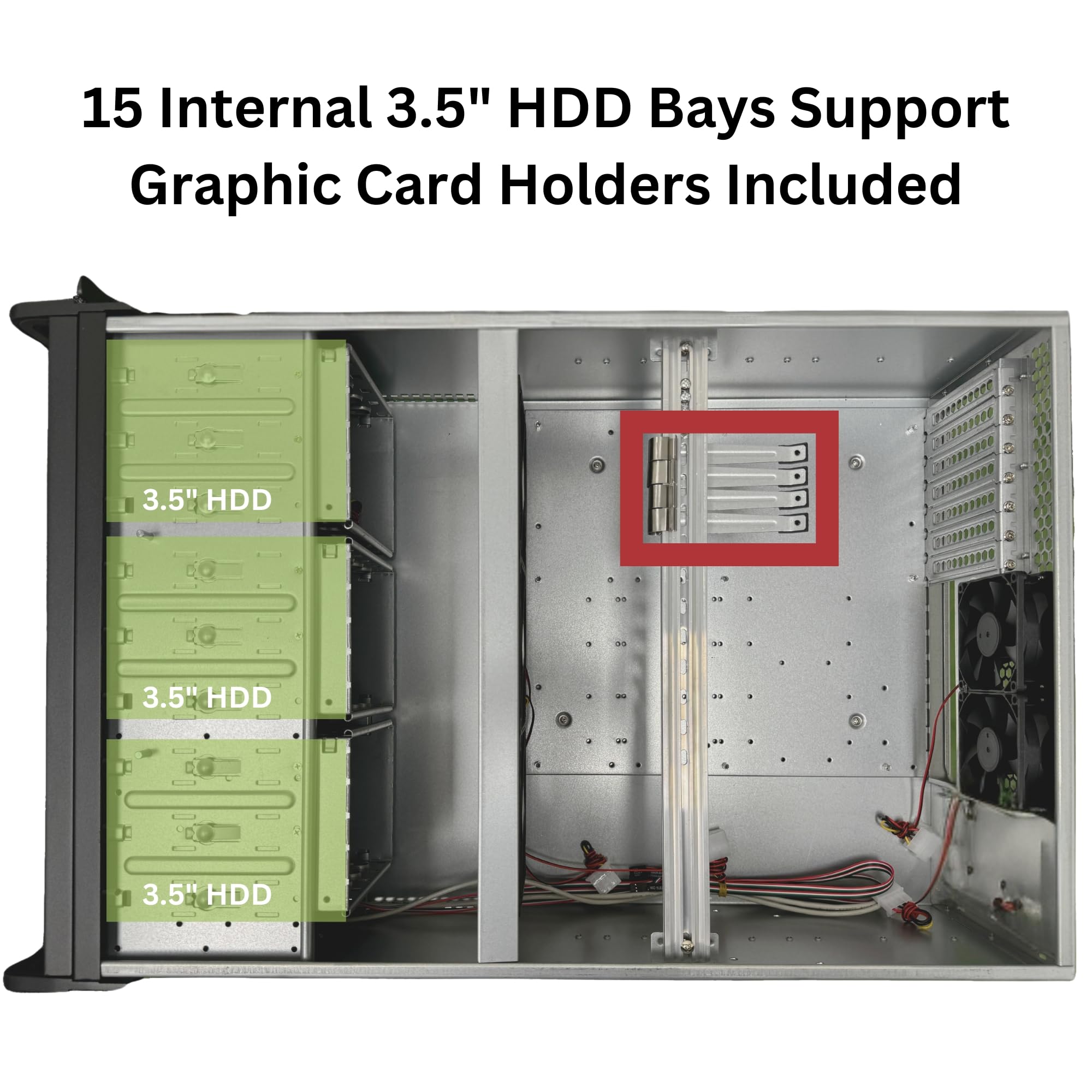 4U Server Chassis, Rackmount Server Case; 15x Hard Drive Bays, E-ATX/CEB/EEB/ATX Motherboard; Fan: Front 3X 120mm, Mid 3X 120mm, Rear 2X 80mm; Front Panel Lock; Size:16.8X 7.0X 25.0