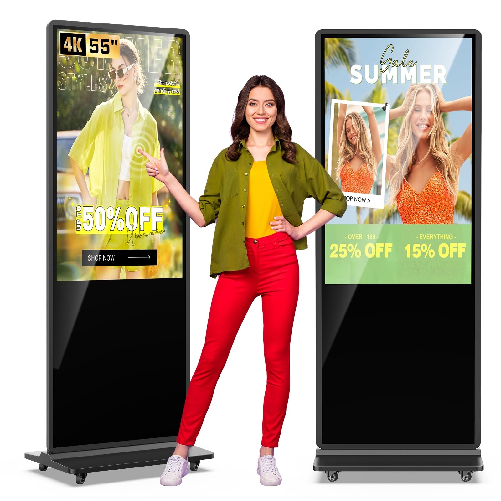 Photo 1 of QIXZOCV MWE 55 Inch 4K Touchscreen Kiosk, Indoor Floor Standing Digital Signage Displays, Advertising Display LCD Totem, Interactive Display Poster Android System with Auto Media Player