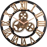 Oldtown Clocks 23" inch Noiseless Silent Non-Ticking Gears Not Moving Wall Clock (Roman Numeral,Anti-Bronze)