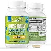 Bariatric Choice Once-Daily Bariatric Multivitamin with 45 mg of Iron | Easy to Swallow Capsule | Vitamin for Bariatric Surgery Patients | 90 Count (3-Month Supply)