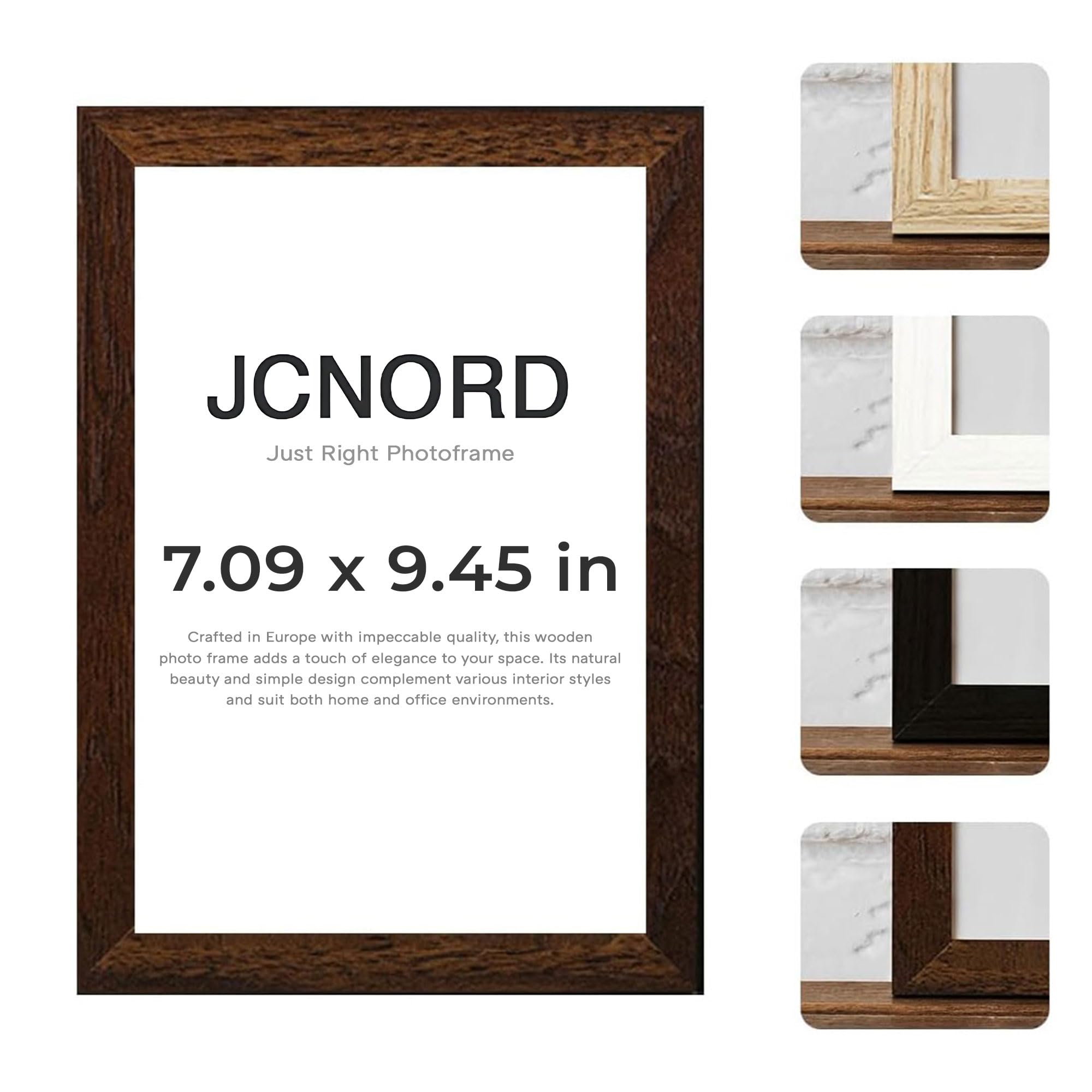 JCNORD MDF Walnut Wooden Picture Frame 10x7 inches (18x24 cm) with Shatterproof Acrylic Glass | Modern Photo Frame for Walls and Tables