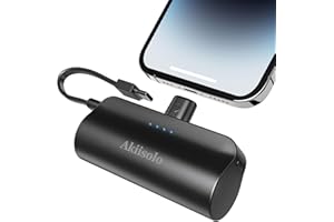 AKIISOLO Portable Charger for iPhone With Dual Infterface, 5000mAh Mini Power Bank Fast Charging, Phone Charger Battery Pack Compatible with iPhone 15/14/14 Pro Max/14 Plus/13/12/11/X/8/7/6, and More (Black)
