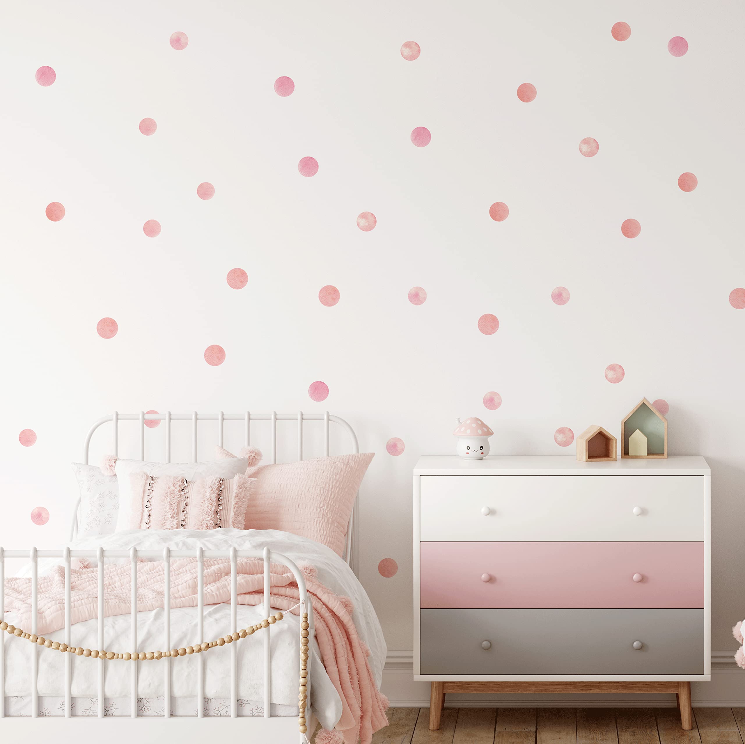 Irregular Polka Dot Wall Stickers Purple & Pink Circle Spot Wall Decals for Kids Childrens Bedroom Nursery Peel & Stick Wall Art [180 Pack] (Watercolour Pink)