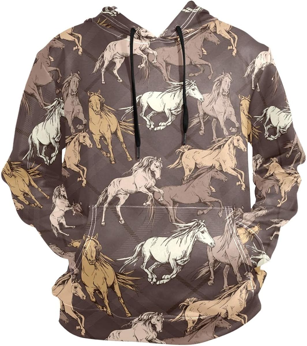 Unisex Hooded Sweater Running Beautiful Horses Long