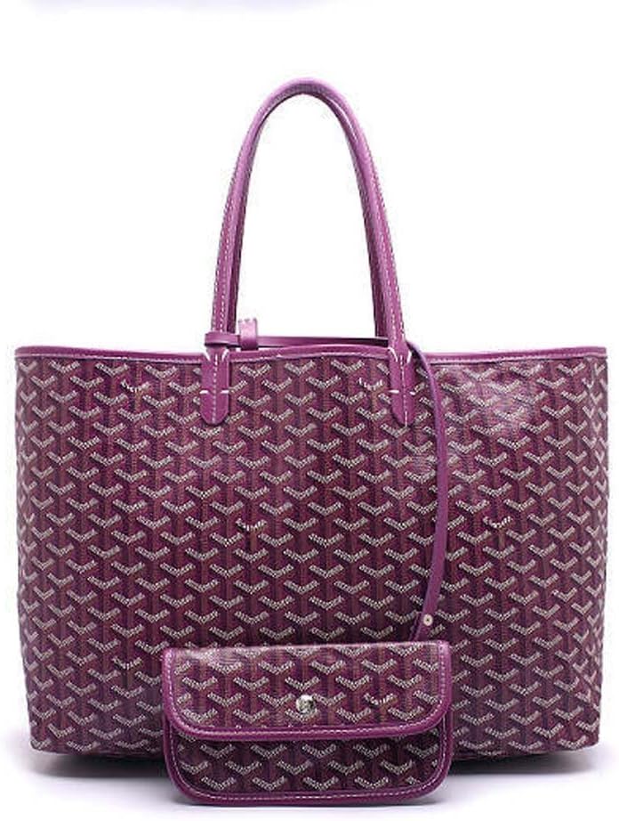 Rosvin Lady Shoulder Bag 2 Piece Tote Bag Pu Leather Handbag Purse Bags Set (Purple)