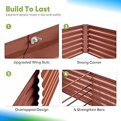 Quictent Galvanized Raised Garden Bed Metal Planter