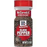 McCormick Black Pepper, Coarse Ground, Non GMO, Hand-Harvested, Enjoy Distinctive Pepper Flavor While Cooking &amp; Tableside, 3.12 oz