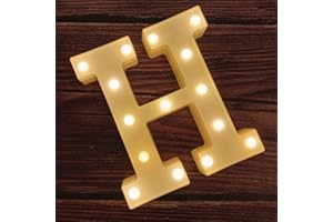 MUMUXI Marquee Light Up Letters | Large Light Up Numbers | Battery Powered and Bright with Every Letter of The Alphabet | for Wedding, Birthday, Party, Celebration, Christmas or Home Decoration (H)