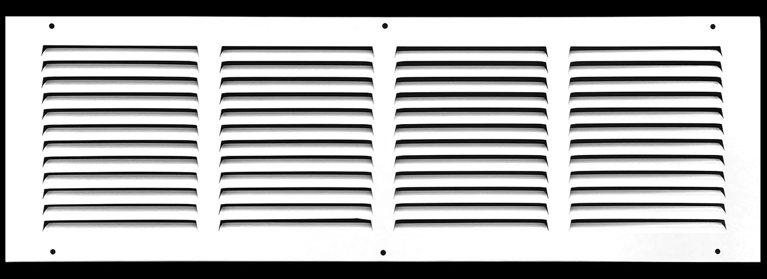 22" x 6" Return Air Grille - Sidewall and Ceiling - HVAC Vent Duct Cover Diffuser - [White] [Outer Dimensions: 23.75w X 7.75"h]