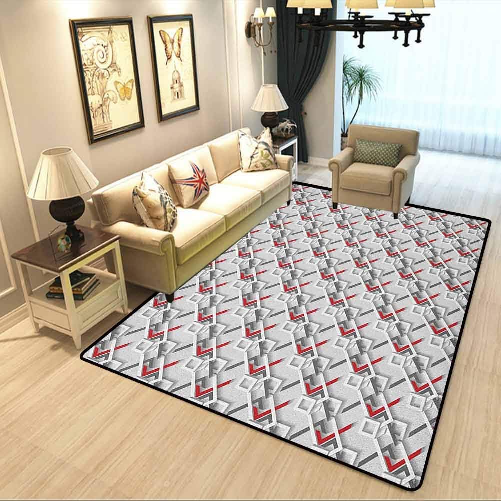 Geometric Stylish Decorative Carpet Complex Grid Pattern with Modern