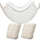 2 Pack Fish Net Decorations for Party, Natural