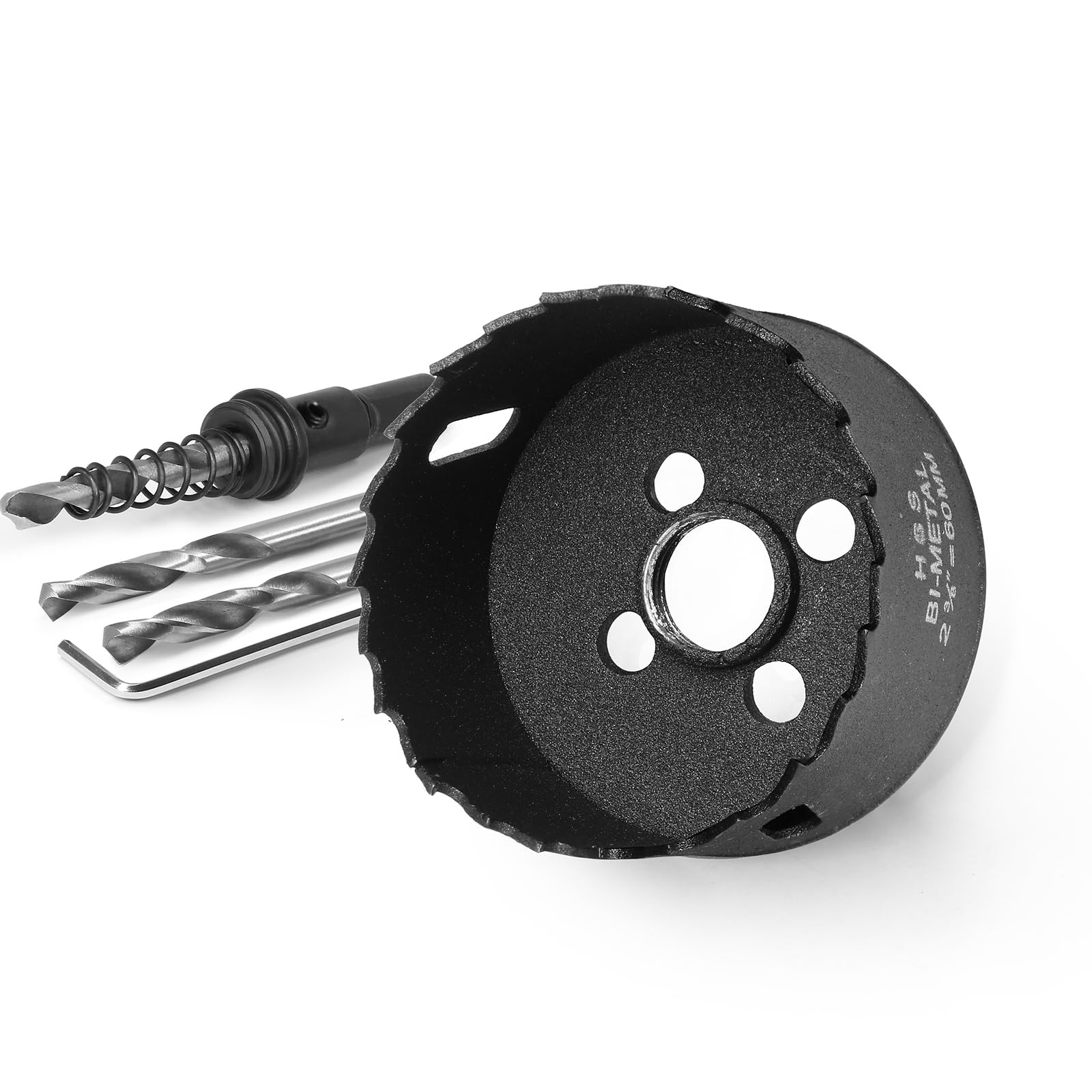 Photo 1 of 2-3/8 Inch Hole Saw with 3/8" Triangle Shank Quick Change Arbor, JTemgle Bi-Metal Hole Saw Heavy Duty Hole Cutting Tool for Cornhole Boards, Recessed Lights, Wood, Plastic, Drywall & Soft Metal