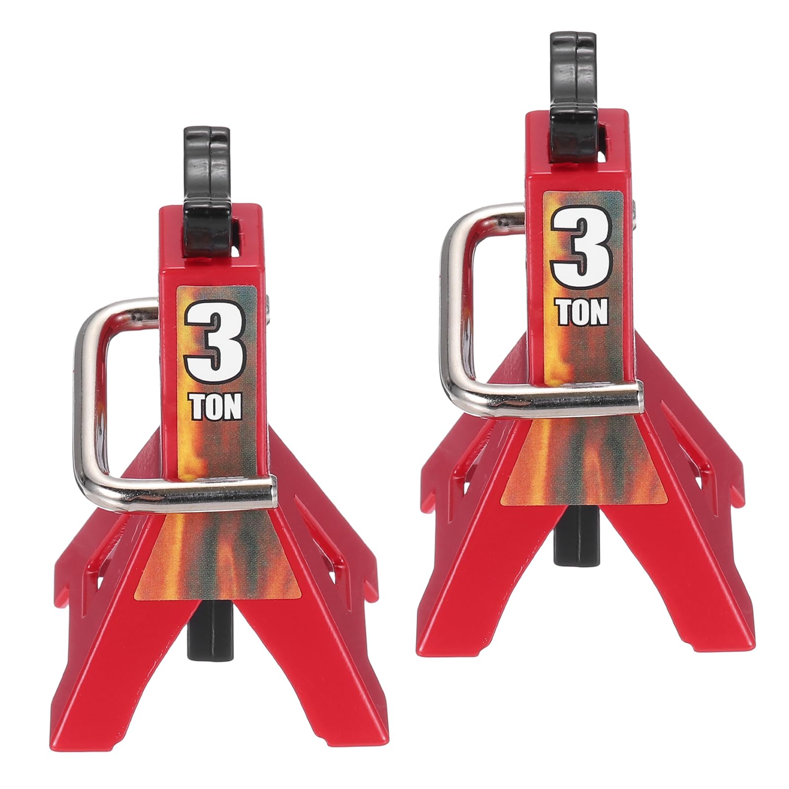 sourcing map RC Car Jack Stands, 1/10 RC Scale Jack Toy Stands 3 Ton Metal Toy Accessories Decoration Simulation for SCX10 D90 CC01 Rc Truck Crawler Car, Red, 2 Pcs