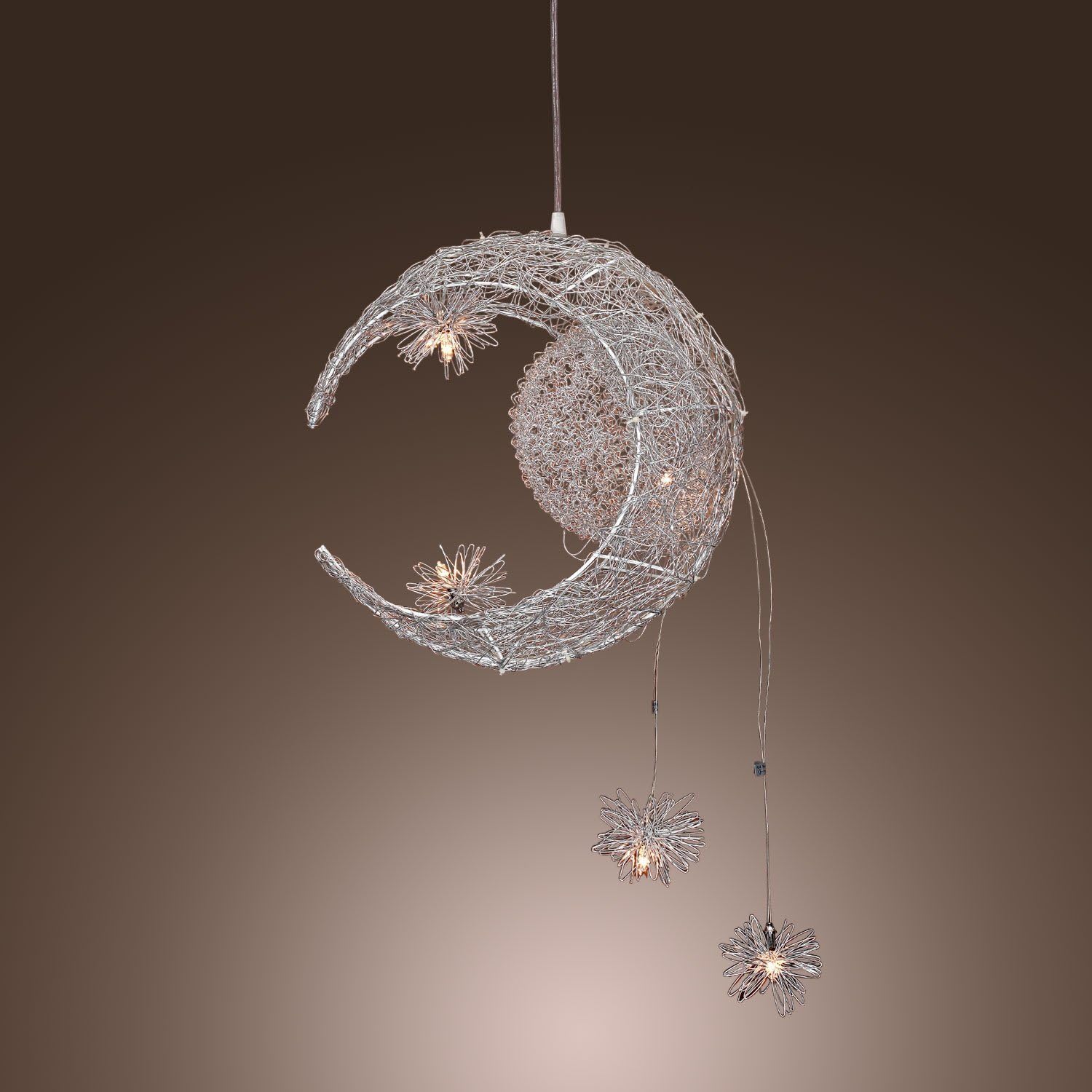 OUOVO Aluminum Moon & Star Kid's Bedroom Ceiling Pendant Lamp Children's Study Room Chandelier Light BabyRoom Ceiling Lighting Fixures